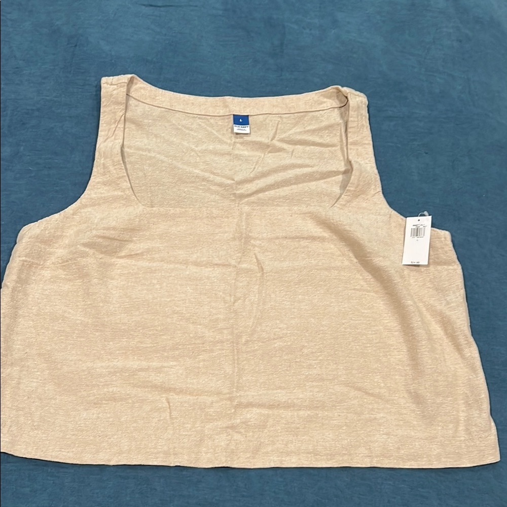 Casual Beige Linen Tank Top